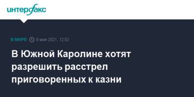 В Южной Каролине хотят разрешить расстрел приговоренных к казни - interfax.ru - Москва - США - шт. Южная Каролина