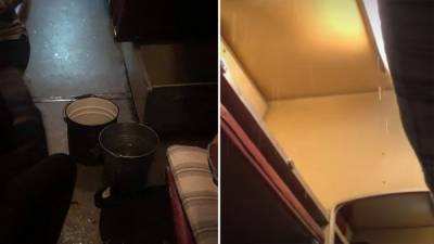 "Душ" в вагоне: пассажирам УЗ пришлось ехать с ведрами из-за дырявого потолка – видео - 24tv.ua