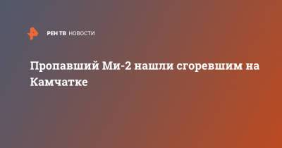 Пропавший Ми-2 нашли сгоревшим на Камчатке - ren.tv - Камчатский край - Петропавловск-Камчатский - Елизово