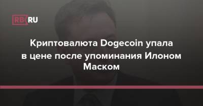 Илон Маск - Илон Маск - Криптовалюта Dogecoin упала в цене после упоминания Илоном Маском - rb.ru