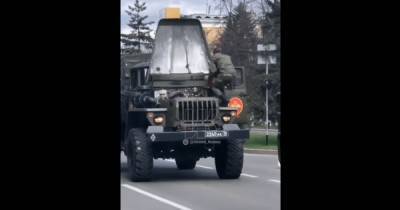 "9 мая с огоньком": во время парада ко Дню победы в России загорелась военная машина (видео) - focus.ua - Россия - Кемерово