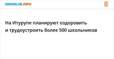 На Итурупе планируют оздоровить и трудоустроить более 500 школьников - sakhalin.info - Курильск
