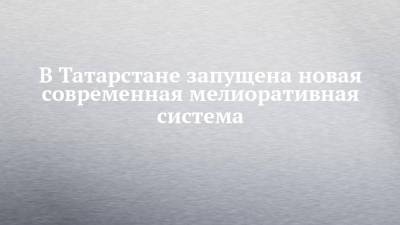 В Татарстане запущена новая современная мелиоративная система - chelny-izvest.ru - респ. Татарстан - Казань