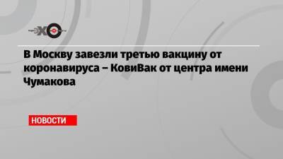 Анастасия Ракова - В Москву завезли третью вакцину от коронавируса – КовиВак от центра имени Чумакова - echo.msk.ru - Москва