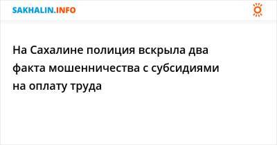 На Сахалине полиция вскрыла два факта мошенничества с субсидиями на оплату труда - sakhalin.info - Сахалинская обл. - район Смирныховский