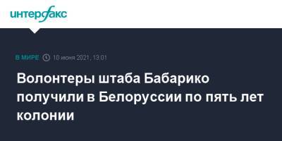 Виктор Бабарико - Волонтеры штаба Бабарико получили в Белоруссии по пять лет колонии - interfax.ru - Москва - Белоруссия - Минск
