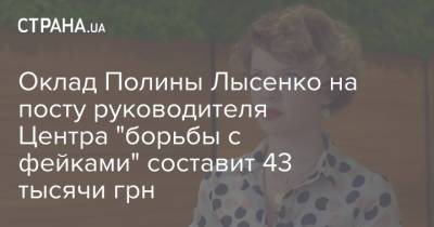 Оклад Полины Лысенко на посту руководителя Центра "борьбы с фейками" составит 43 тысячи грн - strana.ua