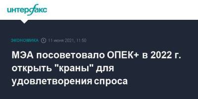 МЭА посоветовало ОПЕК+ в 2022 г. открыть "краны" для удовлетворения спроса - smartmoney.one - Москва