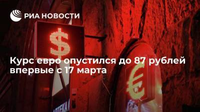 Курс евро опустился до 87 рублей впервые с 17 марта - smartmoney.one