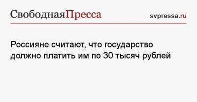 Россияне считают, что государство должно платить им по 30 тысяч рублей - svpressa.ru - Москва - Красноярск - Казань - Ростов-На-Дону