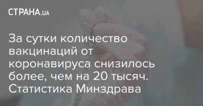 За сутки количество вакцинаций от коронавируса снизилось более, чем на 20 тысяч. Статистика Минздрава - strana.ua