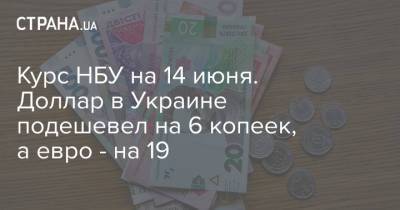 Курс НБУ на 14 июня. Доллар в Украине подешевел на 6 копеек, а евро - на 19 - strana.ua
