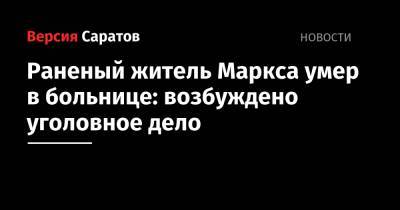 Раненый житель Маркса умер в больнице: возбуждено уголовное дело - nversia.ru - Саратовская обл.