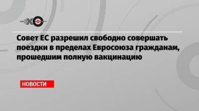 Совет ЕС разрешил свободно совершать поездки в пределах Евросоюза гражданам, прошедшим полную вакцинацию - echo.msk.ru