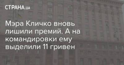 Виталий Кличко - Мэра Кличко вновь лишили премий. А на командировки ему выделили 11 гривен - strana.ua - Киев - Кличко