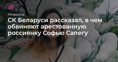 Софья Сапегу - СК Беларуси рассказал, в чем обвиняют арестованную россиянку Софью Сапегу - tvrain.ru