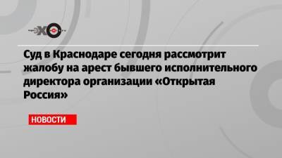Андрей Пивоваров - Суд в Краснодаре сегодня рассмотрит жалобу на арест бывшего исполнительного директора организации «Открытая Россия» - echo.msk.ru - Краснодар - Грузия