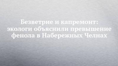 Безветрие и капремонт: экологи объяснили превышение фенола в Набережных Челнах - chelny-izvest.ru - респ. Татарстан - Набережные Челны - Экология