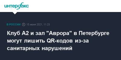 Алексей Долматов - Клуб А2 и зал "Аврора" в Петербурге могут лишить QR-кодов из-за санитарных нарушений - interfax.ru - Москва - Санкт-Петербург - Петербург