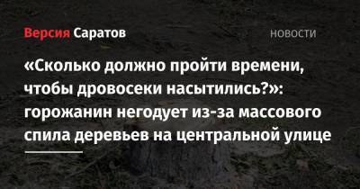 «Сколько должно пройти времени, чтобы дровосеки насытились?»: горожанин негодует из-за массового спила деревьев на центральной улице - nversia.ru - Саратов
