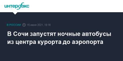 В Сочи запустят ночные автобусы из центра курорта до аэропорта - interfax.ru - Москва - Сочи