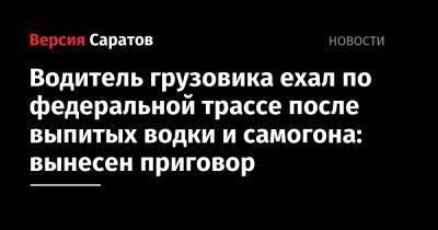 Водитель грузовика ехал по федеральной трассе после выпитых водки и самогона: вынесен приговор - nversia.ru - Саратовская обл. - район Ершовский