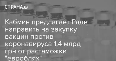 Кабмин предлагает Раде направить на закупку вакцин против коронавируса 1,4 млрд грн от растаможки "евроблях" - strana.ua