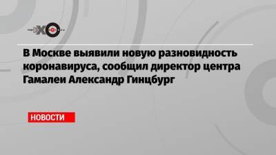 Александр Гинцбург - В Москве выявили новую разновидность коронавируса, сообщил директор центра Гамалеи Александр Гинцбург - echo.msk.ru - Москва