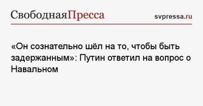 Владимир Путин - Алексей Навальный - «Он сознательно шёл на то, чтобы быть задержанным»: Путин ответил на вопрос о Навальном - svpressa.ru - Женева