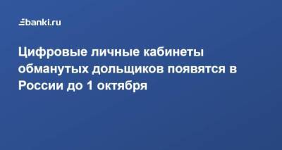 Константин Тимофеев - Цифровые личные кабинеты обманутых дольщиков появятся в России до 1 октября - smartmoney.one