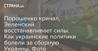 Владимир Зеленский - Петр Порошенко - Виталий Кличко - Андрей Шевченко - Порошенко кричал, Зеленский восстанавливает силы. Как украинские политики болели за сборную Украины. Фото - strana.ua - Македония
