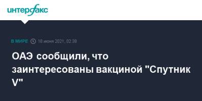 ОАЭ сообщили, что заинтересованы вакциной "Спутник V" - interfax.ru - Москва - Эмираты - Рим