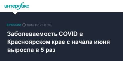 Заболеваемость COVID в Красноярском крае с начала июня выросла в 5 раз - interfax.ru - Москва - Красноярский край - Ачинск - Красноярск