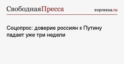 Владимир Путин - Соцопрос: доверие россиян к Путину падает уже три недели - svpressa.ru