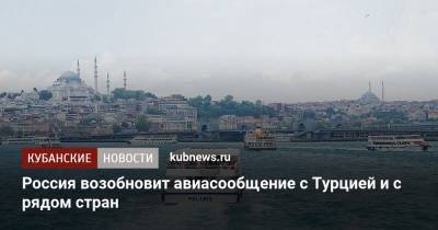 Татьяна Голикова - Россия возобновит авиасообщение с Турцией и с рядом стран - kubnews.ru - Россия - Турция - Болгария - Кипр - Македония - Ирландия - Иордания