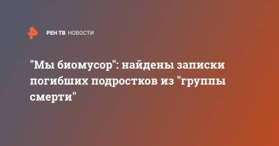 "Мы биомусор": найдены записки погибших подростков из "группы смерти" - ren.tv - Липецкая обл.