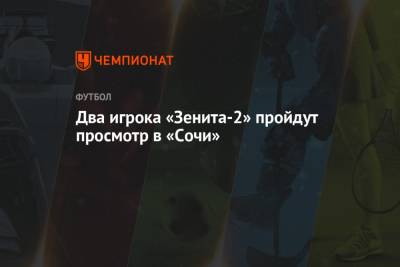 Два игрока «Зенита-2» пройдут просмотр в «Сочи» - championat.com - Сочи
