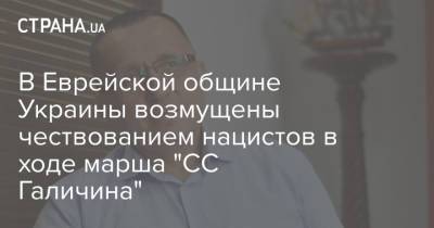 В Еврейской общине Украины возмущены чествованием нацистов в ходе марша "СС Галичина" - strana.ua - Германия - Еврейская обл.