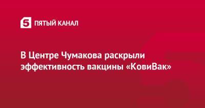В Центре Чумакова раскрыли эффективность вакцины «КовиВак» - 5-tv.ru - Россия