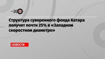 Структура суверенного фонда Катара получит почти 25% в «Западном скоростном диаметре» - echo.msk.ru - Санкт-Петербург - Катар