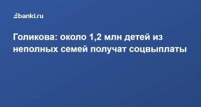 Татьяна Голикова - Голикова: около 1,2 млн детей из неполных семей получат соцвыплаты - smartmoney.one