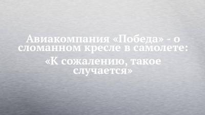 Авиакомпания «Победа» - о сломанном кресле в самолете: «К сожалению, такое случается» - chelny-izvest.ru - Санкт-Петербург - Набережные Челны