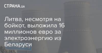 Литва, несмотря на бойкот, выложила 16 миллионов евро за электроэнергию из Беларуси - strana.ua - Литва - Вильнюс