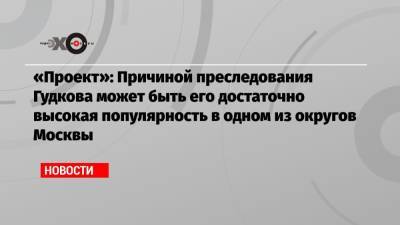 Дмитрий Гудков - «Проект»: Причиной преследования Гудкова может быть его достаточно высокая популярность в одном из округов Москвы - echo.msk.ru - Москва