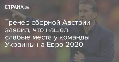 На Евро - Тренер сборной Австрии заявил, что нашел слабые места у команды Украины на Евро 2020 - strana.ua - Австрия - Украина