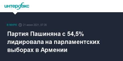 Никол Пашинян - Роберт Кочарян - Никола Пашинян - Серж Саргсян - Артур Ванецяна - Партия Пашиняна с 54,5% лидировала на парламентских выборах в Армении - interfax.ru - Москва - Армения