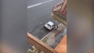 Петербуржец с изголовьем кровати набросился на каршеринг у метро "Ломоносовская" - piter.tv