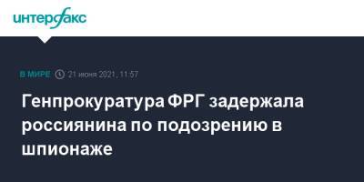 Генпрокуратура ФРГ задержала россиянина по подозрению в шпионаже - interfax.ru - Москва - Германия