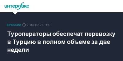 Туроператоры обеспечат перевозку в Турцию в полном объеме за две недели - interfax.ru - Москва - Екатеринбург - Турция