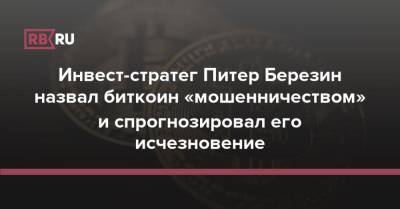 Инвест-стратег Питер Березин назвал биткоин «мошенничеством» и спрогнозировал его исчезновение - rb.ru